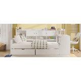 Multi-functional Bed with Study Desk and Built-in Bookshelf