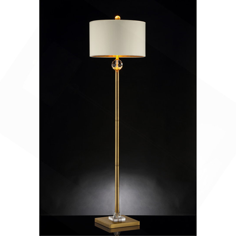 63.25-Inch Perspicio Solid Crystal Orb Gold Column Floor Lamp