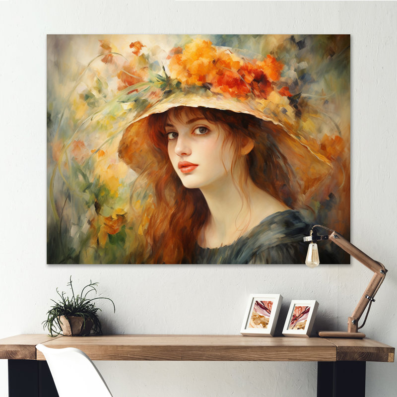 Bertan le chapeau fleuri par Auguste sur toile, H 16 po x l 32 po x P 1 po, Toile tendue
