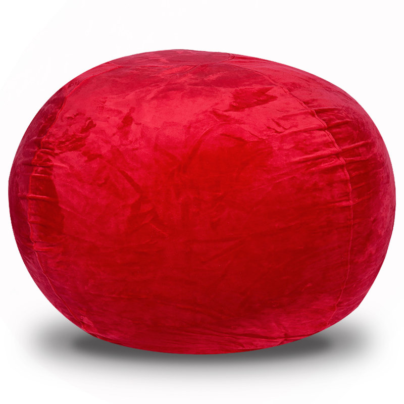 Minky Velvet Bean Bag Chair, Red-4Ft Plush Floor Chair For Kids And Adults W/ Washable Cover, Lounge Chair With Stretchable Fabric, Comfy Bedroom Chair, Filled With Shredded And Memory Foam