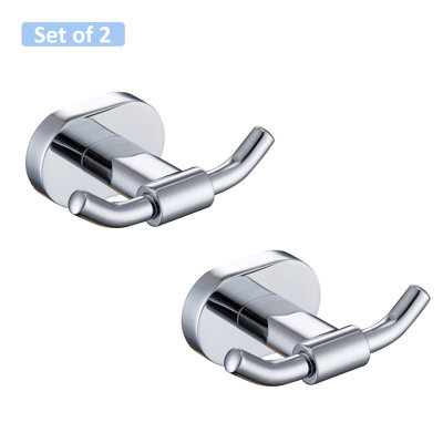 Wall Mounted Double Bathroom Towel Hooks 2 in 1 Robe Hooks