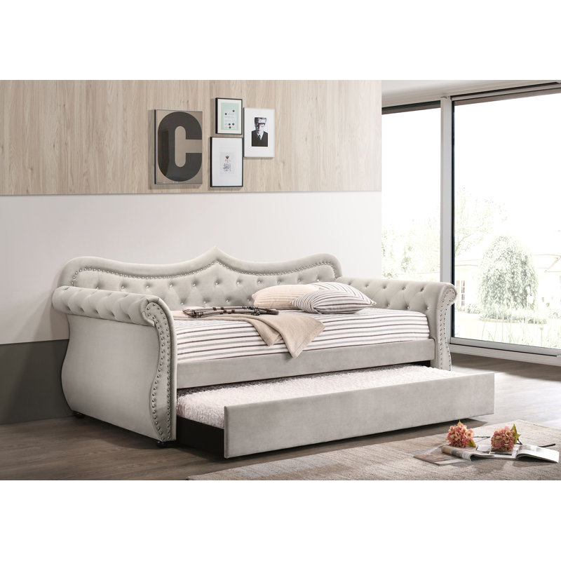 Linen Daybed W/Trundle (Twin), Beige