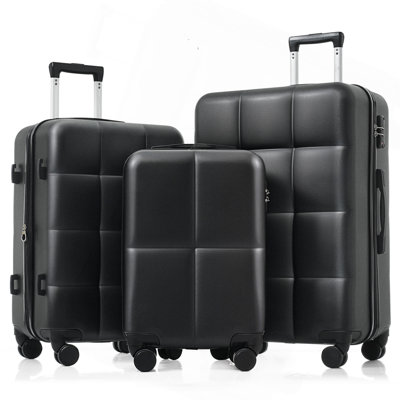 Ensemble de 3 valises, bagage à main certifié avec porte-gobelet, bagage rigide en ABS avec roulettes