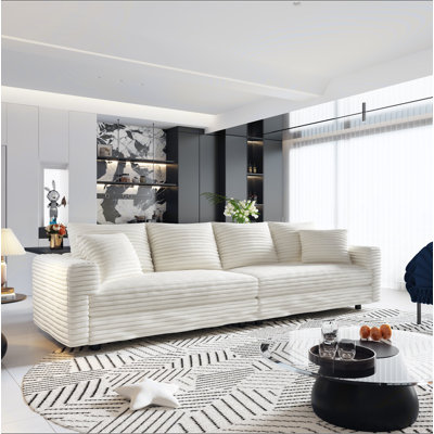 102.4 " Plush Corduroy 4-Seat Sofa,Modern Comfy Upholstered Sofa Cloud Couch,Deep Seat Couches with Soft Pillows,Convertible Deep Seat Sofa Lounge Chair for Living Room Bedroom