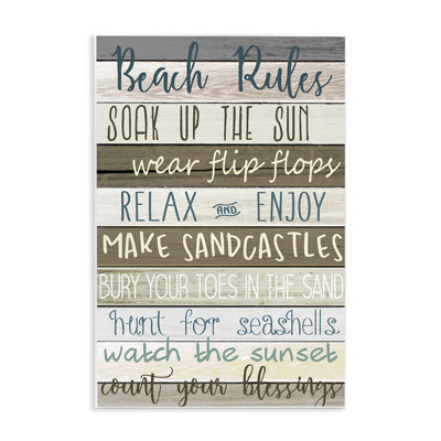«Nautical Fun Beach Rules List Rustic Boardwalk» par Kim Allen - impression d'art textuel