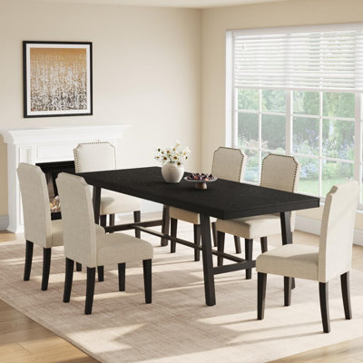 86.6" Industrial Dining Table for 8-10 – Large Kitchen Table with Metal Frame, Rectangular Counter