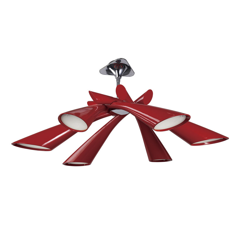 Garonzik 6 - Light Chandelier, Red