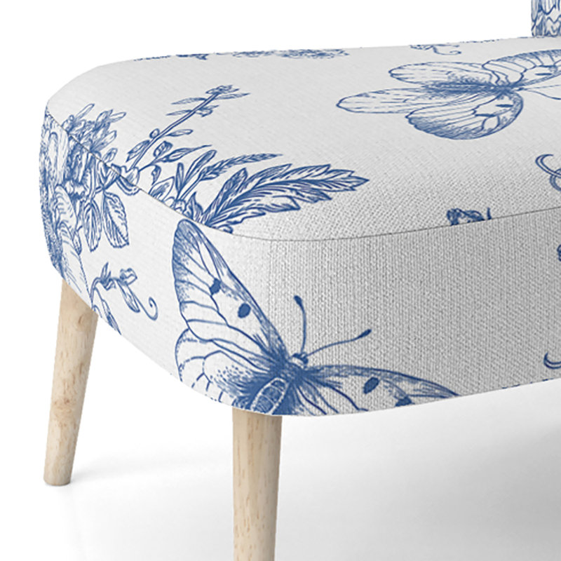 Blue Flowers And Butterflies II - Chaise d'appoint rembourrée Cabin & Lodge