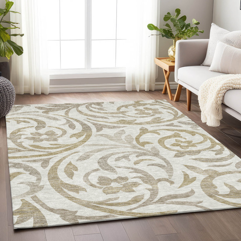 Tapis ivoire Prisco lavable à la machine de qualité supérieure, Rectangle 9' x 12'