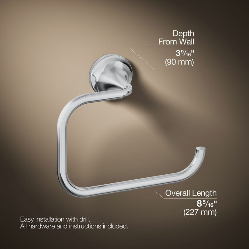 Tone Towel Ring, Polished Chrome