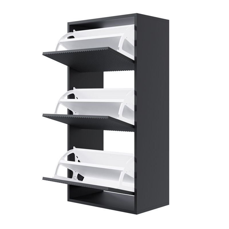 Veldio Wall-Mounted Three-Tier Shoe Cabinet 50 cm , Black