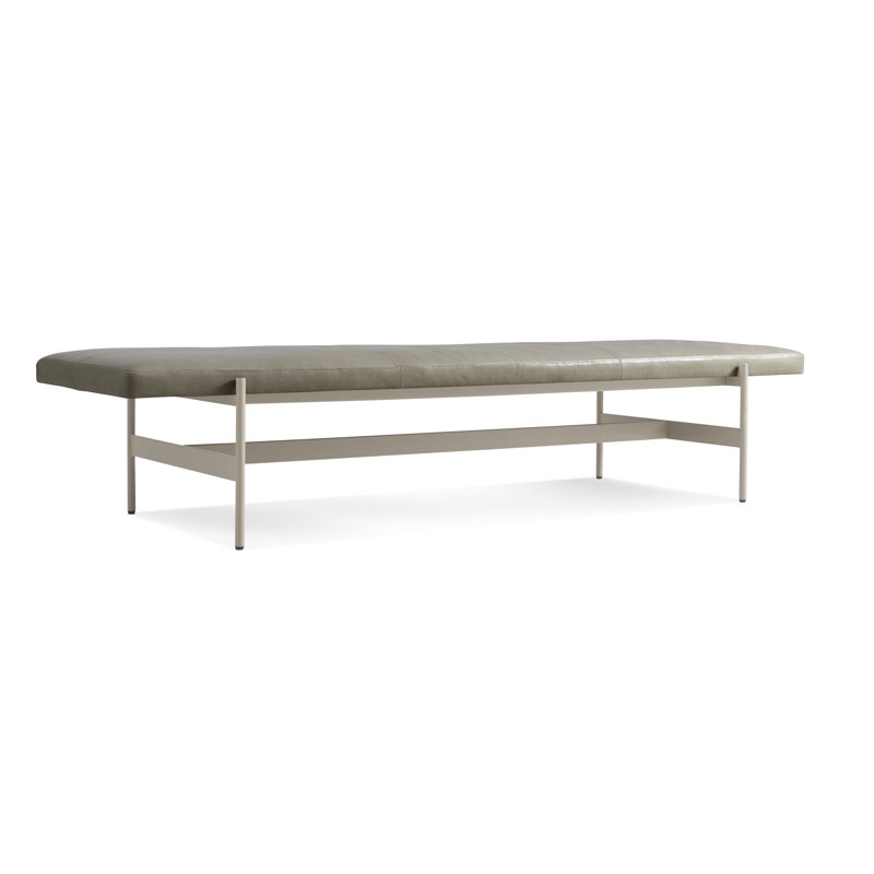 Daybench Leather Dining Bench, Putty, Grey, 14" H x 75" W x 24" D