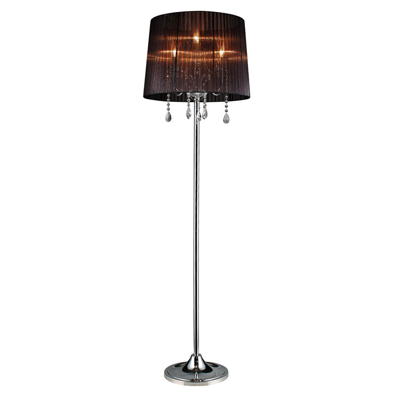Joana 170cm Traditional Floor Lamp, White, Black Chrome