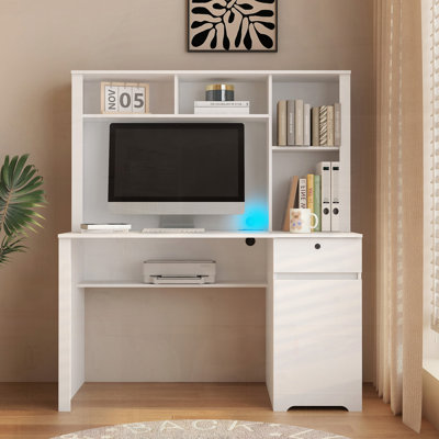 Bureau d'ordinateur avec étagère à tiroirs