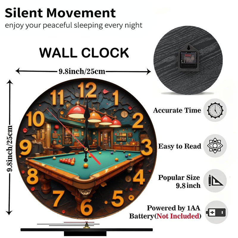 Horloge murale de table de billard
