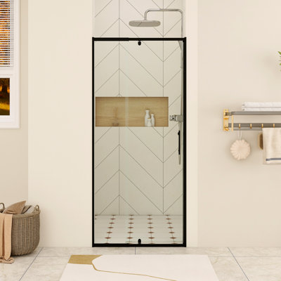 32 In. W X 72 In. H Pivot Framed Shower Door In Matte Black Finish