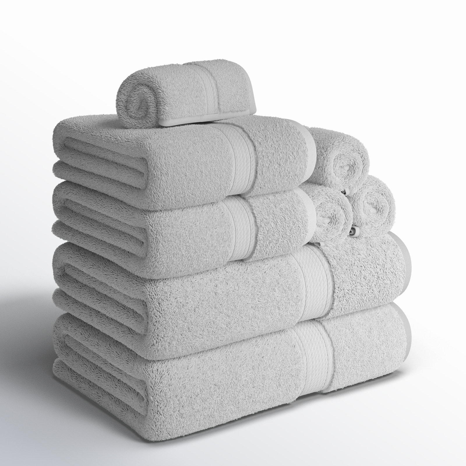 Renata 8-Piece Egyptian Cotton Towel Set, Silver