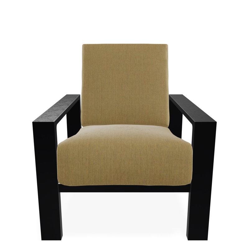 Larssen Deep Seating Cushion Arm Chair, Black, Canvas Heather Beige Sunbrella® Canvas