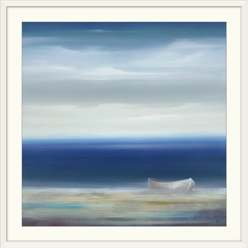Mayo «Boat on Shore» par KC Haxton, reproduction d'art, Cadre noir, H 38 po x l 38 po x P 1 po