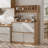 55"W Sideboard With Hutch, Tall Coffee Bar Cabinet With Sliding Doors