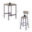 Ensemble de table de bar compacte avec 2 tabourets en cuir PU, pieds réglables et plateau brun rustique pour petits espaces