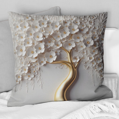 White Orchid Tree Garden Of Branches VIII - Tree Floral Printed Pillow