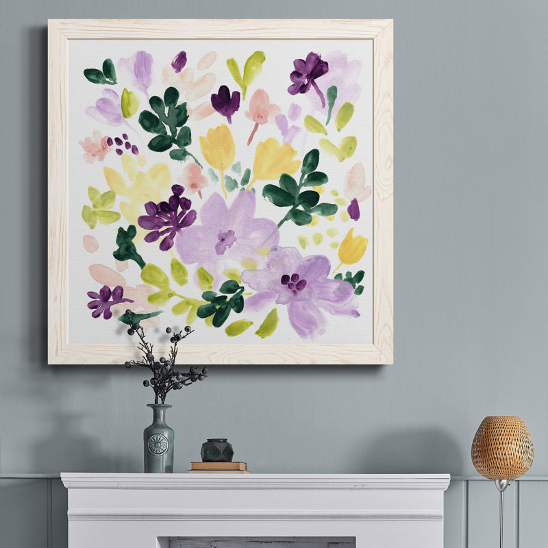 Lavender Meadow I - art mural encadré sur toile, Cadre blanc, H 17 po x l 17 po x P 1,5 po