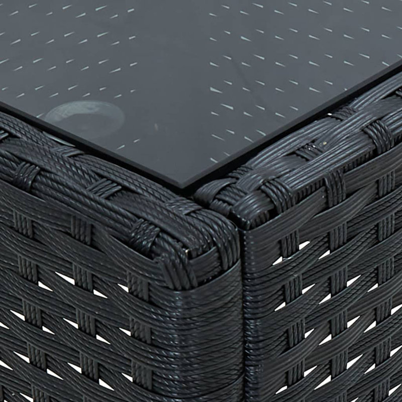Eliphaz Rectangular Wicker Outdoor Coffee Table , 75cm cm W 40cm cm D, Black