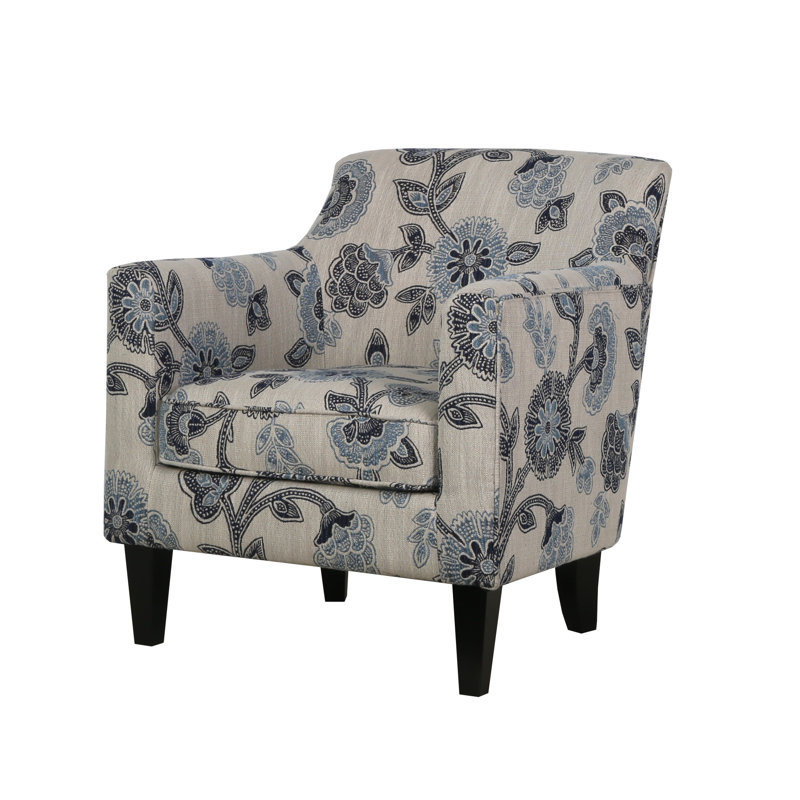 Fauteuil en chenille de 29,75 po de largeur Wendyn, Chenille à motif floral bleu