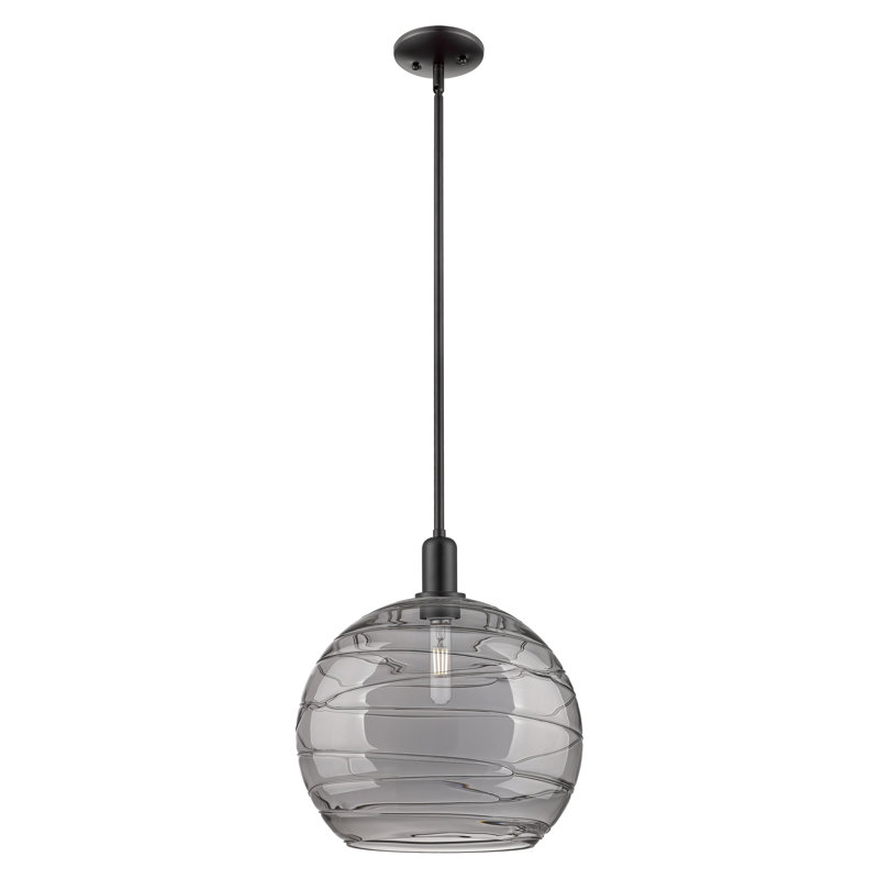 Arcadia - Athens Deco Swirl - Mini-luminaire suspendu 1 tige, Noir mat, H 12,13 po x l 13,75 po x P 13,75 po