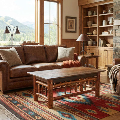 Table basse ouverte Appalachian Fireside Lodge - 24 po x 48 po - Plateau en bois de grange