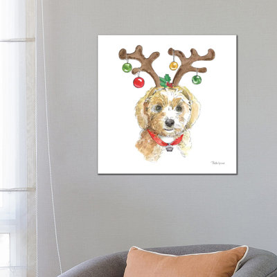 Holiday Paws VI On White by Beth Grove - Wrapped Canvas Print