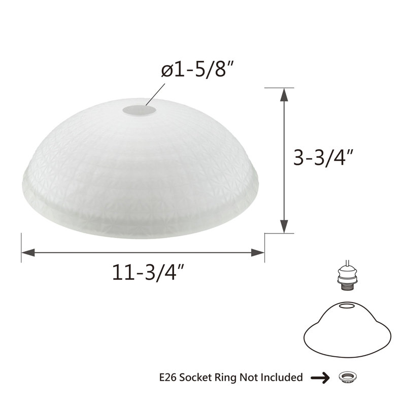 Abat-jour bol en verre 3,75 po x l 11,75 po (vissé) en blanc