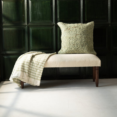 Handmade Boucle Transitional Cream Upholstered Bench