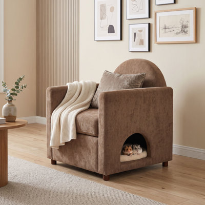 Upholstered Accent Chair with Hidden Pet Nook