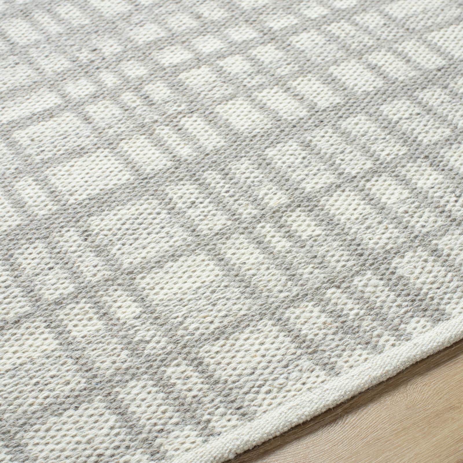 Lavande Hand-Woven Gray Plaid Rug, Runner 2'6" x 8'