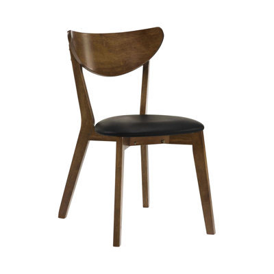 Of 2 Dark Walnut And Black Dining Chairs - Retro Inspired Design With Curved Backrests, Wide Angled Legs, Smooth , Foam Filled Seating Two Finish Seats Mid Century Chairs, Filled, Ideal For