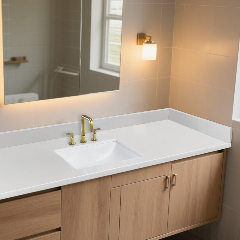 Éclaboussure latérale en pierre de quartz 21 po pour comptoir de meuble-lavabo blanc