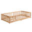 Lit simple au sol avec porte, cadre de lit plateforme en bois massif avec clôture, adapté aux enfants, bois massif, naturel-1166602807-1166602801
