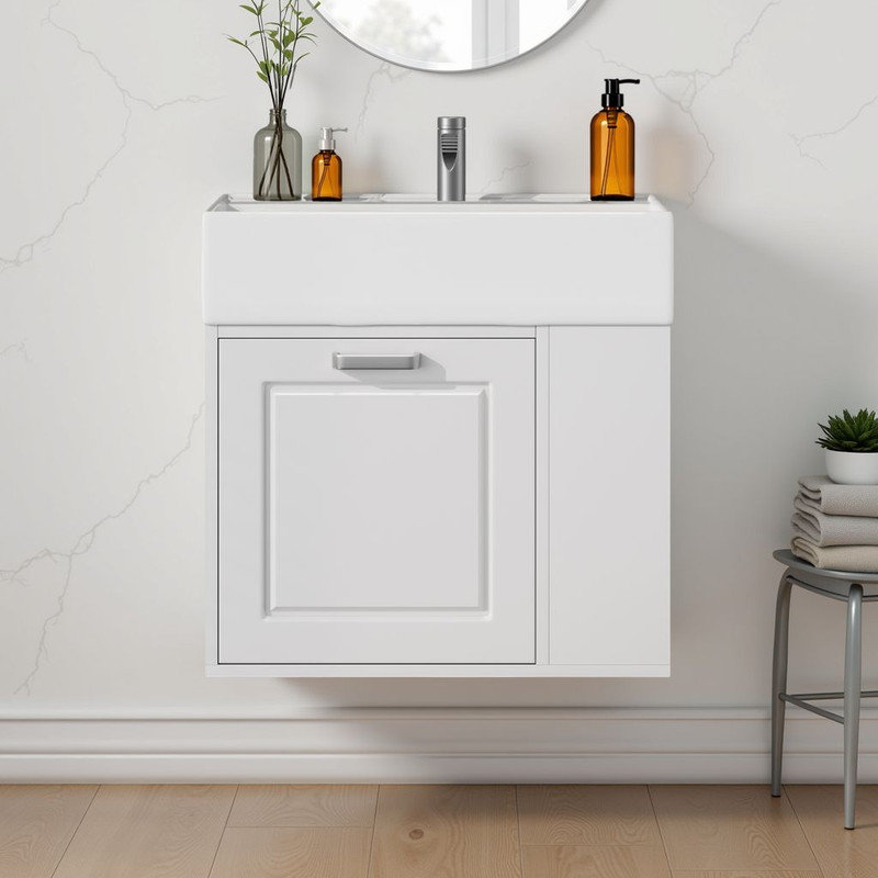 Meuble-lavabo mural flottant 21,8 po, Ivoire