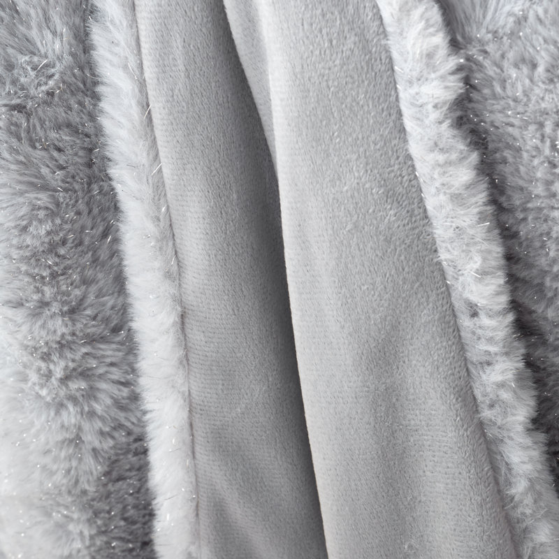 Cosy Glamour Fur Blanket Throw, Silver