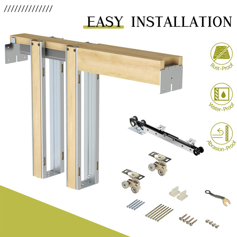 Porte intérieure coulissante compacte avec panneau de miroir en MDF blanc 1 porte coulissante peu encombrante, 2