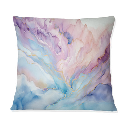 Pink And Blue Glacier Sunrise - Abstract Shapes Printed Throw Pillow