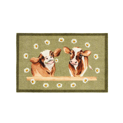 Non-Slip Daisy Cow Indoor Doormat
