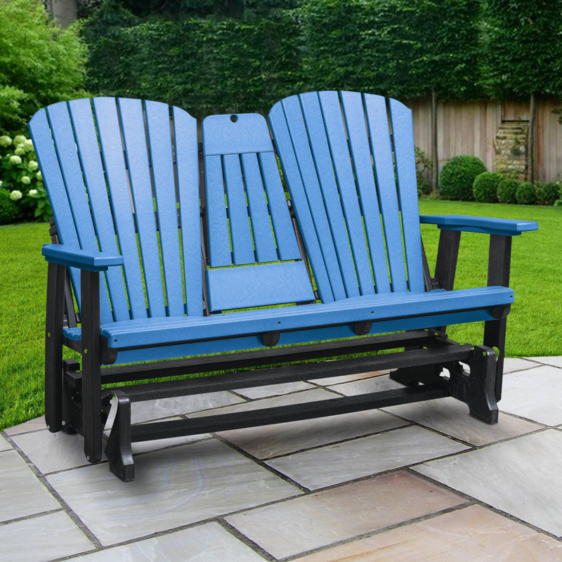 Fauteuil oscillant d'extérieur Bethy, Structure noire / siège bleu pacifique