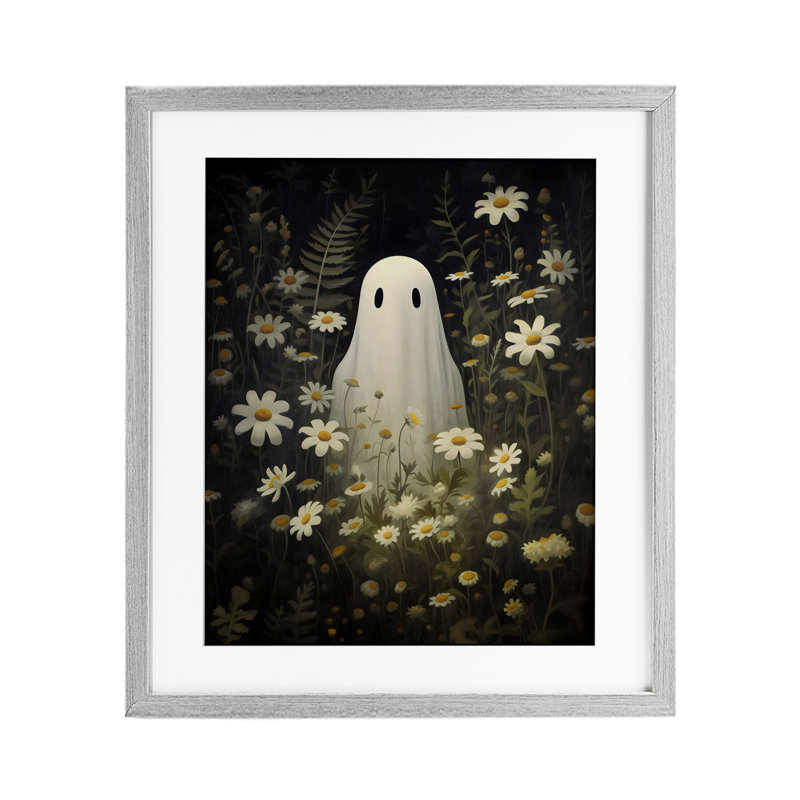 «Daisy Field Ghost», reproduction encadrée sous verre, design par LSR Design Studio, H 16 po x l 13 po, Cadre de ferme gris