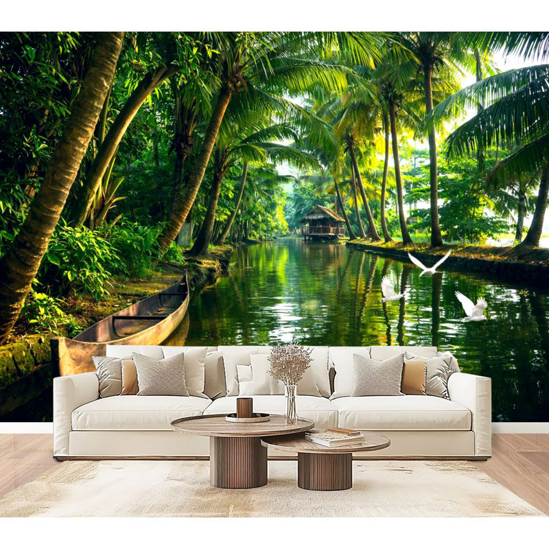 Murale auto-adhésive moderne pour les chambres à coucher Kerala de l 96 po x H 69 po Peel and Stick, L 96 po x l 69 po