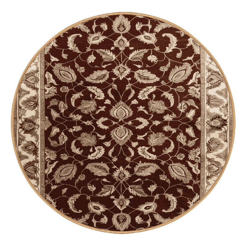 Tapis brun lavable à la machine, Rond 6 pi