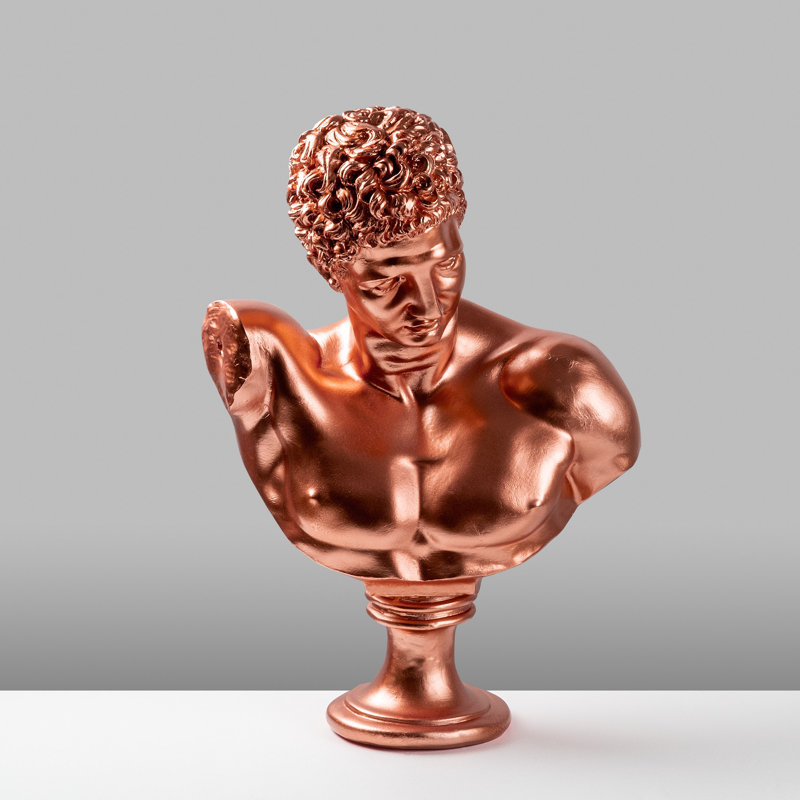 Hand-Painted Decorative Object, Copper Color, 13.4 x 19.7 x 9.4 inches | 100% Polyester, Unique Color and Texture Variations | Perfect for Home Décor, Elegant Accent for Living Room or Bedroom
