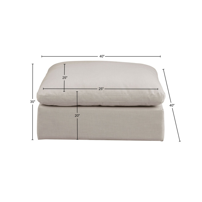 Repose-pieds standard de 40 po de largeur, Tissu beige texturé en lin